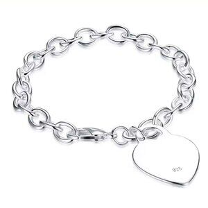 Sterling Silver 925 Chain bracelet with Heart Charm #1224